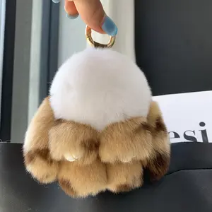 Cute Plush Bunny Keychain Women Fur Angel Rabbit Key Ring 10cm Plush Bunny Dolls Toy Girls Bag Car Key Pendant