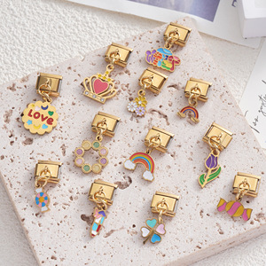 Italian Modular Charm Bracelet Zinc Alloy Rainbow Flower Candy Pendant DIY Jewelry Unisex Gift Accessory - Product Image 2