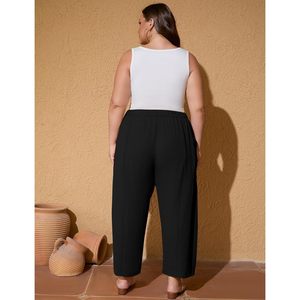 Pantalones Palazzo de Pierna Ancha para Mujer Talla Grande FOXA, Cintura Alta con Bolsillos, Pantalones Holgados Casuales de Verano - Product Image 5