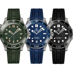 Montre mécanique analogique pour homme personnalisable DIY 41 mm en acier inoxydable, mouvement NH35A, date à 6 <span class=keywords><strong>heures</strong></span>, bracelet en caoutchouc, lunette rotative - Product Image 1