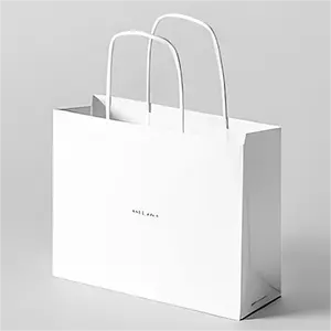 ホットセール小売ギフトショッピングブティック紙包装袋カスタマイズされた独自のロゴ中小企業のカラープリント紙バッグ