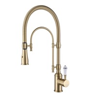 Printemps Pull out brossé or vintage chaud froid mélangeur purificateur eau flexible robinet de cuisine