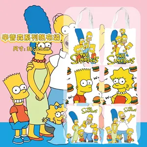 Sacola infantil para presente promocional, sacola de desenho animado Simpsons para estudantes, livro, bolsa de mão com armazenamento USB, sacola de lona personalizada