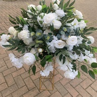 O-331 personnalisé soie grande boule de fleurs de mariage centres de table mariage soie fleurs blanches et vertes pièce maîtresse