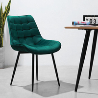 Nouvelle Chaise Moderne Rembourrée en Velours et Métal Noir, Chaise d'Appoint ou de Salle à Manger pour Salon, Hôtel ou Maison