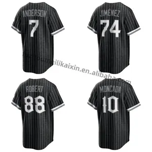 批发芝加哥市白色 #7袜缝制棒球衫男子黑色美国队棒垒球制服 #7安德森 #88罗布