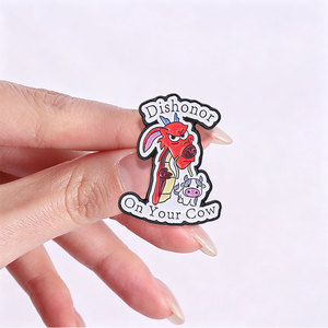 Broche en émail drôle de personnage d'anime, motif dessin animé 'Dishonor On Your Cow' Dragon et Vache, pour la décoration de sac à dos - Product Image 2