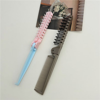 Brosse à cheveux pliable portable 2 en 1, antistatique, mini peigne de voyage pour cheveux bouclés ou raides, massage du cuir chevelu, cepillo plegable de viaje