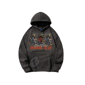Autumn/Winter Cotton Casual Letter Embroidered Oversized Pullover Hoodie Stand Long Sleeve Slimming Men's Women's Coat Fitness - Product Image 2