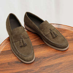 Chaussures habillées en cuir suédé imperméable à franges pour hommes, pour le bureau et la carrière, avec semelle intercalaire en EVA et doublure en cuir véritable - Product Image 1