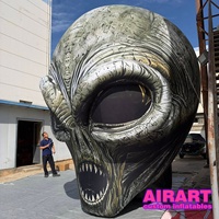 Ballon gonflable tête d'alien pour fête sur le thème de la science-fiction, accessoire d'horreur à suspendre sur scène, tête de crâne gonflable pop-up pour Halloween