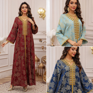 Abito Islamico <span class=keywords><strong>Aya</strong></span> 489 EID Ramadan per Donne, Ricamato in Jacquard, Vestito Musulmano Femminile Dubai - Product Image 2