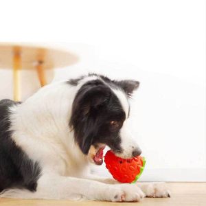 Juguete masticable de fresa divertido de nuevo diseño para perros al por mayor, juguete de goma para limpiar los dientes, respetuoso con el medio ambiente - Product Image 4
