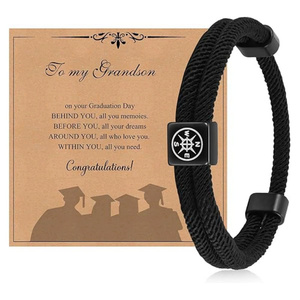 เครื่องประดับแฟชั่นของขวัญทำมือส่วนบุคคลอินฟินิตี้มิลานเชือกกำไลข้อมือสแตนเลสสำหรับผู้ชายกำไลข้อมือชาร์มเข็มทิศ - Product Image 1