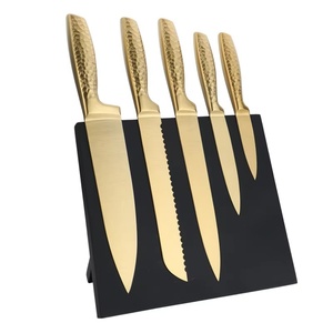 High Quality Titanium-coated Stainless Steel Kitchen <b>Knife</b> <b>Set</b> Gold Kitchen <b>Knife</b> with <b>Knife</b> Holder - Product Image 1