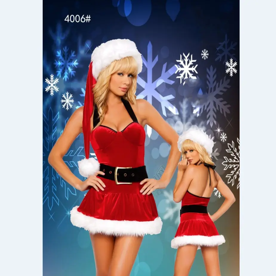 Bossman Women Miss Claus Fashion Dress Christmas Fancy Party Outfit Sexy Santa Claus Outfits Hoodie Sweet Cosplay Costumes