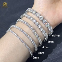 Chaîne de tennis en moissanite en argent S925, certifiée test diamant, 2MM 3MM 4MM 5MM 6.5MM, pour femmes et hommes, prix de gros