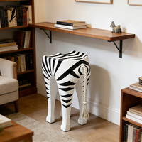 Tabouret de bar sans accoudoirs en fibre de verre, design créatif zèbre moderne, couleur personnalisable, écologique, pour salle à manger, chambre, cuisine, salon