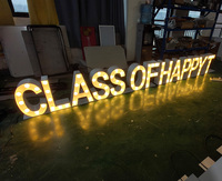 Letrero de letras LED 3D extragrande personalizado, estilo antiguo, de pie, luminoso, con alfabeto y dígitos, letrero ornamental grande