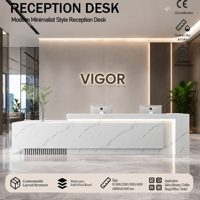 Comptoir de réception moderne en marbre avec façade incurvée de luxe pour hôtels, bars, salons de beauté, interieurs de halls commerciaux
