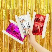 Hot Selling 1*2m Tinsel String Foil Fringe Curtain Shiny Shimmer Party Decoration Metallic Foil Curtain For Party