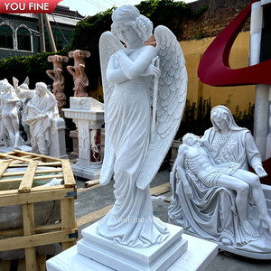 Statues religieuses <span class=keywords><strong>en</strong></span> marbre de grande taille <span class=keywords><strong>pour</strong></span> <span class=keywords><strong>jardin</strong></span>, <span class=keywords><strong>ange</strong></span> féminin avec des ailes, sculpture - Product Image 1