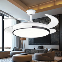 Ventilateur de plafond avec télécommande de style européen, lampe de salon, chambre à coucher, ventilateur de plafond rétractable décoratif avec lumière LED