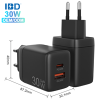 Chargeur rapide USB-C double port 30W PD 3.0 QC 3.0 PPS avec SCP pour ordinateurs portables et téléphones mobiles CE FCC ROHS