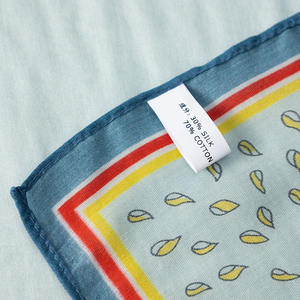 وشاح قطن حرير أزرق أنيق صيفي طازج 65*65 للنساء نمط الأزهار رقبة مربعة باندانا عصرية وليست مادة بوليستر - Product Image 3