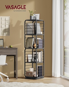 Étagère d'<span class=keywords><strong>angle</strong></span> rotative à 4 niveaux pour métal avec serre-livres, bibliothèque moderne multifonctionnelle sur pied - Product Image 2