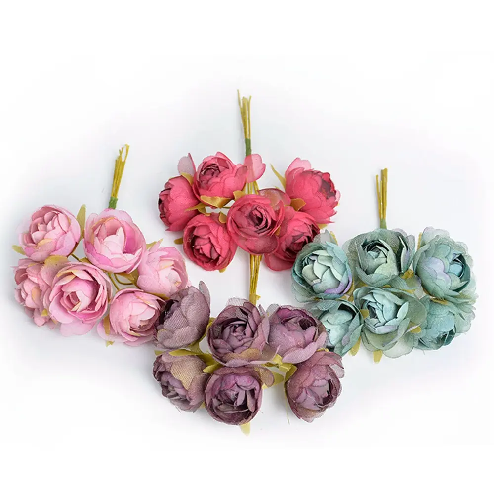 Latest Arrival small heads 3.5 cm Artificial Flower Rose DIY wreath flowers cake flowers wedding decoration