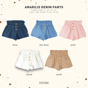 BOHOPANNA Amarilis Pantalones vaqueros cortos de cintura alta con botones para bebés, niñas, niños pequeños, pantalones cortos de algodón de verano - Product Image 5