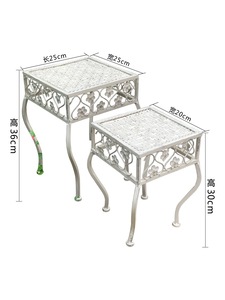Ensemble de deux tabourets floraux rétro de style européen, support de <span class=keywords><strong>plantes</strong></span> en pot de type lierre vert, combinaison vieillie <span class=keywords><strong>pour</strong></span> <span class=keywords><strong>d</strong></span>écoration de niveaux <span class=keywords><strong>d</strong></span>'<span class=keywords><strong>escalier</strong></span> - Product Image 6