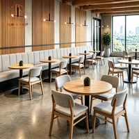 Ensemble de meubles Ron Group, chaise personnalisée avec structure en bois, table ronde, banquette en tissu moderne et luxueuse pour restaurant et café