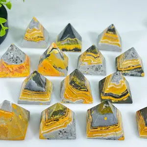 Pirámide de cristal natural de alta calidad al por mayor, pirámide de abejorros, pirámide de abejorros amarillos a la venta