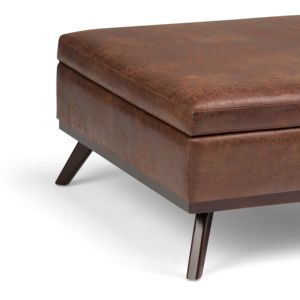 DB Owen silla desgastada, mesa de centro cuadrada marrón, taburete plegable moderno otomano de almacenamiento para dormitorio, sala de estar, tela MDF de PVC - Product Image 4