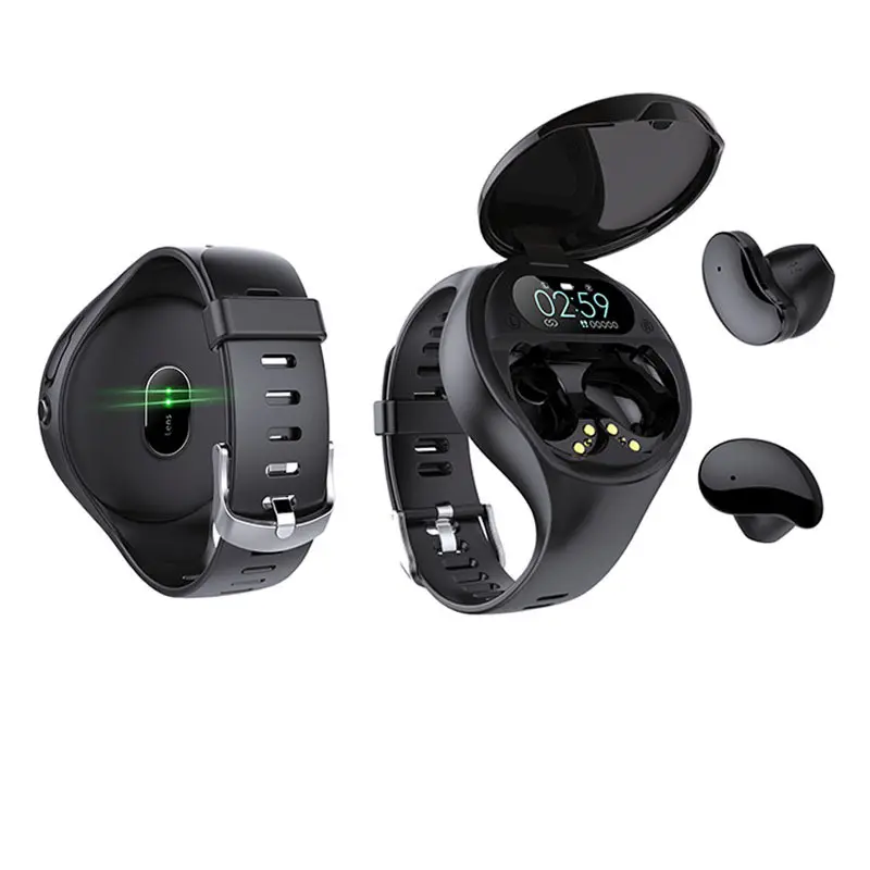 Oem Odm smart watch Heart rate blood oxygen Wristband 2 In 1 TWS Wireless Earphone Smart Bracelet With Earbuds W01