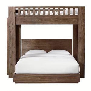 Meubles de chambre à coucher modernes en chêne massif, lit double confortable, tiroirs, lit superposé avec échelle, design personnalisable, fabrication professionnelle - Product Image 1