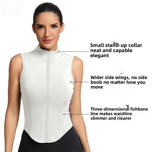 <span class=keywords><strong>Gilet</strong></span> de <span class=keywords><strong>sport</strong></span> sans manches <span class=keywords><strong>zippé</strong></span> pour <span class=keywords><strong>femme</strong></span>, coupe ajustée vintage, absorbant la transpiration, séchage rapide, col à nœud, pour la course à pied et le yoga - Product Image 4