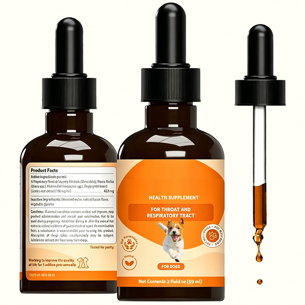 Soothing Herbal Throat Relief Dog Throat And Respiratory Tract Support Liquid 59ml Vet Formulated For Easy Breathing