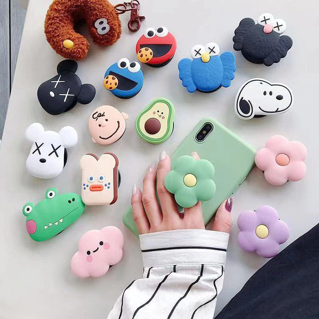 Wholesale Silicone PVC Phone Socket Universal Mobile Phone Accessories Cute Cartoon Mobile Holder Popular Phone Stand