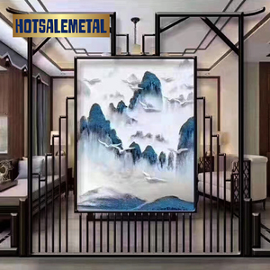 Divisor de habitación privada Hotsalemetal, banquete, pantalla de acero inoxidable, divisor de habitación de metal cortado con láser, patrón 3D, Partición de habitación dorada - Product Image 1