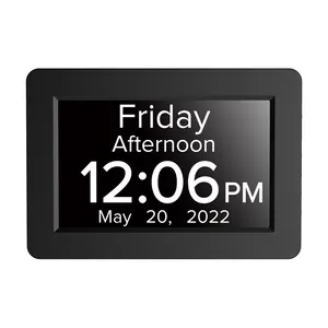 Despertador digital de parede com calendário digital de 8 polegadas, despertador diurno e relógio falante para demência, ideal para pessoas com deficiência visual