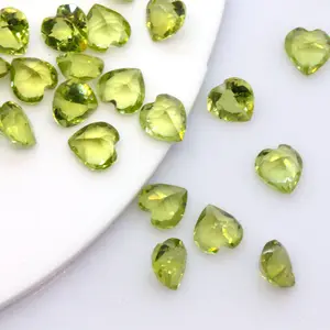 natural loose gemstone high quality hot sale heart cut directly sale in factory peridot for jewelry making