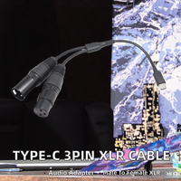 Câble de conversion rotatif USB-C vers XLR 3 broches mâle-femelle avec gaine en PVC pour projecteur, microphone et haut-parleur, 20 cm, modèle 2026