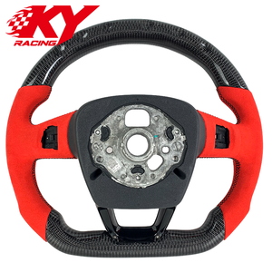 Volante deportivo personalizado de fibra de carbono con cuero rojo y LED RPM, compatible con Audi RS5 S5 S3 Q3 A4 Q5 SQ5 Q8 Q7 SQ7 RSQ3 RSQ8 - Product Image 3