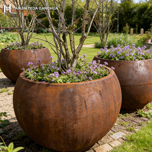 Jardinières suspendues en <span class=keywords><strong>acier</strong></span> Corten et jardinières d'extérieur en <span class=keywords><strong>acier</strong></span> Corten, <span class=keywords><strong>acier</strong></span> résistant aux intempéries ASTM A242 avec finition <span class=keywords><strong>rouille</strong></span> - Product Image 1