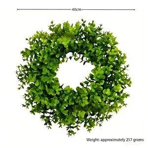 Corona Redonda de Flores Artificiales de Eucalipto, Hecha a Mano, Ecológica, Decorativa para Fiestas, Navidad, Puerta, Pared y Hogar - Product Image 6