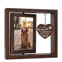 Cadeaux commémoratifs pour la perte d'un chien - Cadre photo rotatif en bois pour photo 4x6 - Cadeaux commémoratifs pour animaux de compagnie