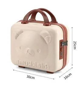 Urso saco de armazenamento leve bonito, desenhos animados, caixa de senha 14 16 polegadas, cosméticos, mala de viagem, mini
